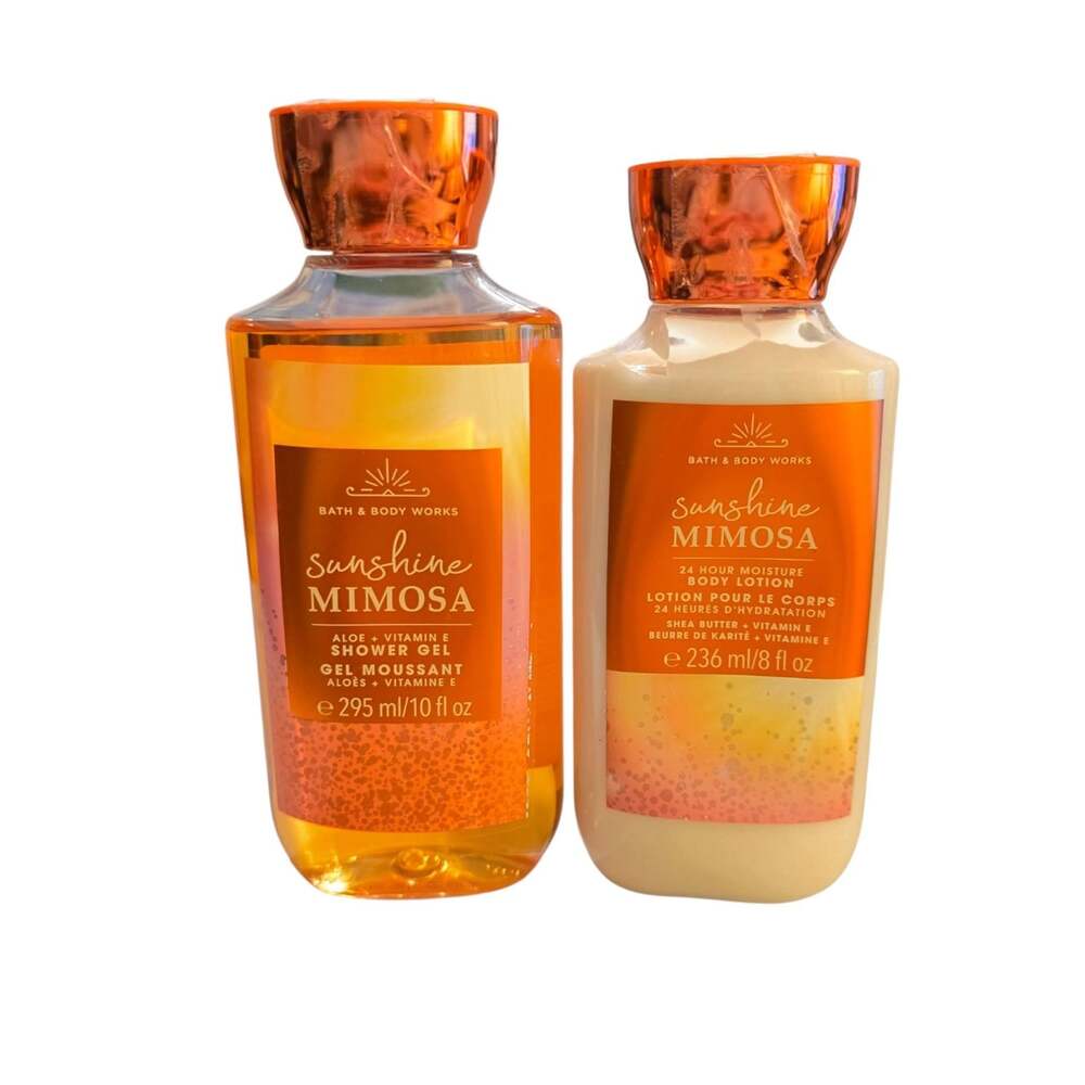 Bath & Body Works Full Size Sunshine Mimosa Set Body Lotion And Shower Gel